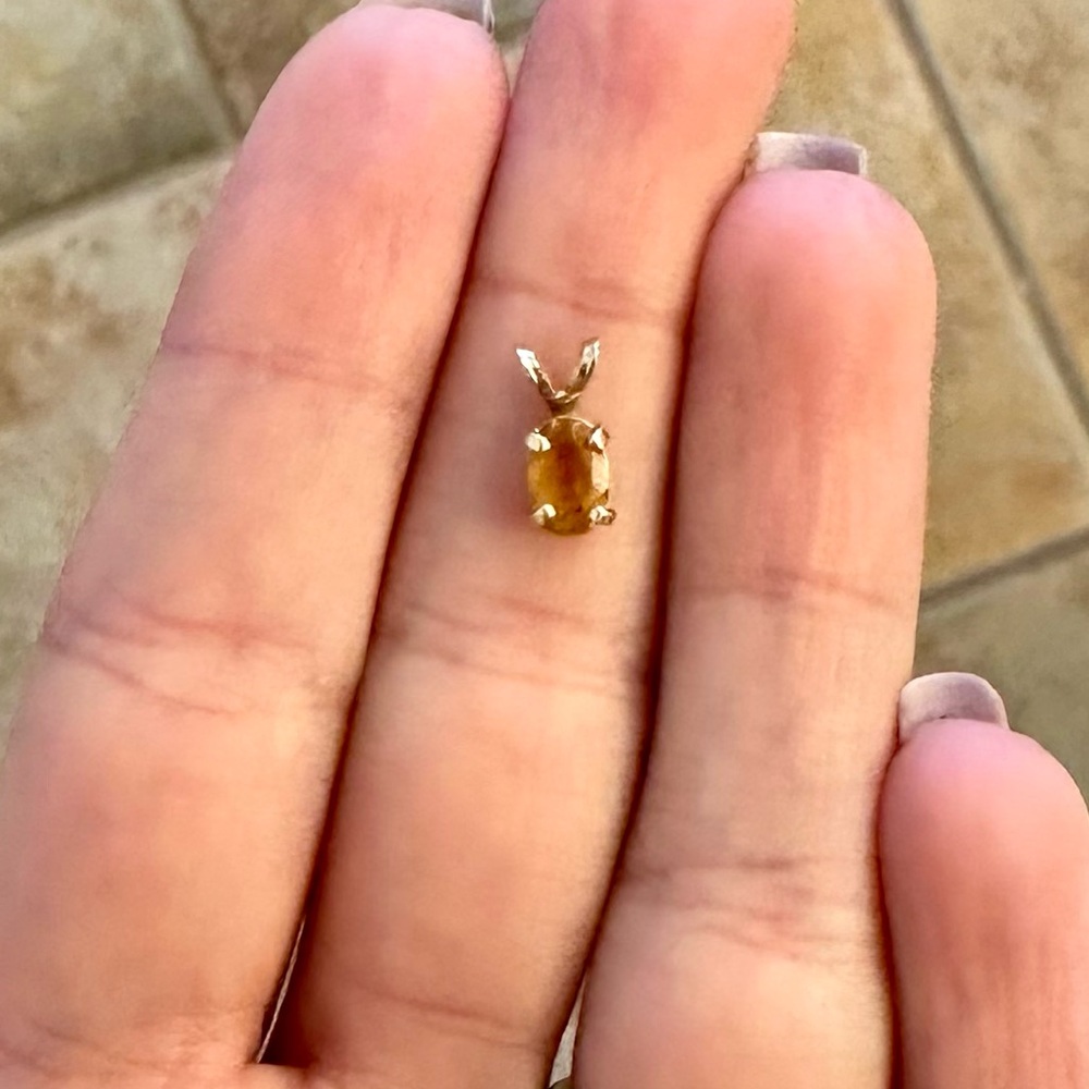 Solid 14k gold and citrine pendant
